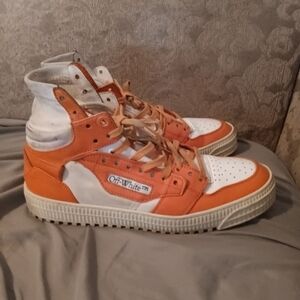 Off-White Men's Orange and White Sneakers